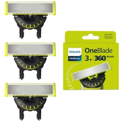 Immagine di Philips OneBlade 360 Autentica Lama di ricambio, per rasoio elettrico e rifinitore OneBlade, confezione da 3, modello QP430/60