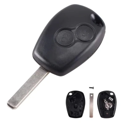 Immagine di Portachiavi a forma di cuore con 2 pulsanti, compatibile Re nault clio Megane Laguna Kangoo Modus Dacia Twingo
