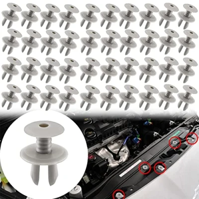 Immagine di Clip di fissaggio per auto, in plastica, VW T4 T5, adatte a fori da 9 mm (grigio, 50 pezzi)