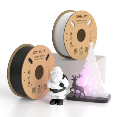 Immagine di Creality filamento Hyper PLA per stampante 3D ad alta velocità, di stampa da 1,75 mm, precisione misurazione +/ 0,02 2 bobine 1 kg, bianca e nera