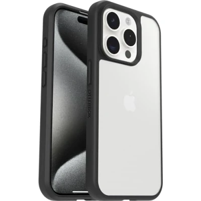 Immagine di Otterbox React Backcover per cellulare Apple iPhone 15 Pro Trasparente, Nero Carica induttiva