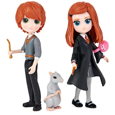 Immagine di Wizarding World, Set Amicizia Ron e Ginny Weasley con mascotte, bambole articolate 7.5cm, collezione Harry Potter dai 5 anni