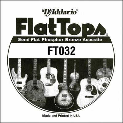 Immagine di Corda singola D&#039;Addario FT032 Semi Flat in bronzo fosforoso per chitarra acustica, 032