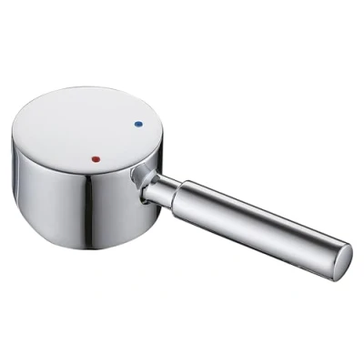 Immagine di RXXR Leva per rubinetto con pulsante colore caldo e freddo monocomando cartuccia 10 x mm Ricambio universale in metallo cromato lucido