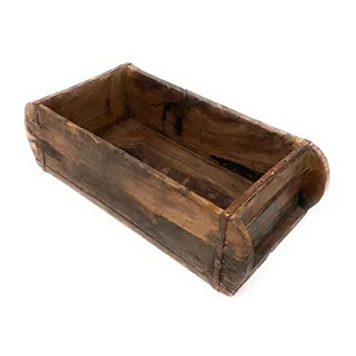 Immagine di Vecchio stampo per mattoni, 32 x 15 9,5 cm, doppia camera, scatola in legno vintage con attacchi metallo, vero utilizzato India anticato, ogni pezzo è unico