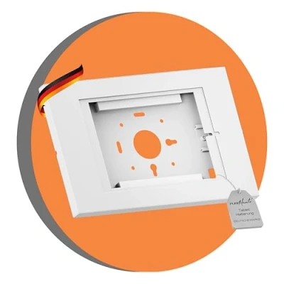 Immagine di PureMounts® supporto per tablet con custodia in acciaio bloccabile IPad 5/6/7/8/9/ Air 9.7&quot;/ 10.5&quot;/10.9&quot;/ 9.7&quot;/10.5&quot;/11&quot; e Samsung Tab A 10.1 (2019)/ A7/S6 Lite 10.4&quot;, bianco