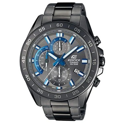 Immagine di Casio EDIFICE Orologio, Robusta Cassa, 10 BAR, Nero/Azzurro, Uomo con Cinturino in Acciaio Inox EFV 550GY 8AVUEF
