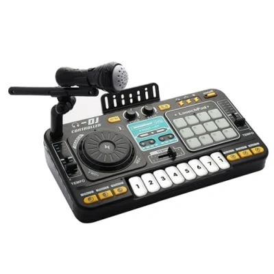 Immagine di il mixer DJ per bambini e lettore di dischi possono essere collegati al microfono Bluetooth