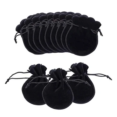 Immagine di NBEADS 200 Pezzi Sacchetti Regalo in Velluto di Zucca, Stoffa con Coulisse Neri per Conservare Gioielli Caramelle, 9x7 cm
