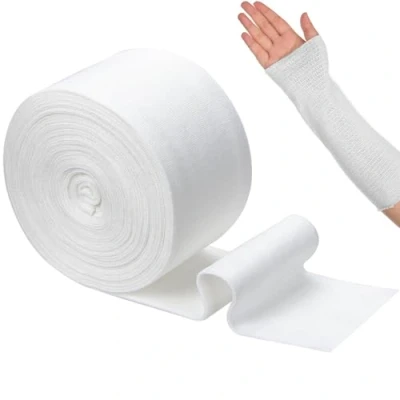 Immagine di Benda tubolare elastica di supporto, 10 cm x 5 m, lavabile, riutilizzabile, a compressione, supporto per distorsioni braccia, gambe, ginocchia
