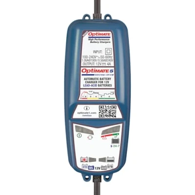 Immagine di OptiMATE TM220 4A, caricabatteria OptiMate5, Blu, 5 Start / Stop 12V 4A