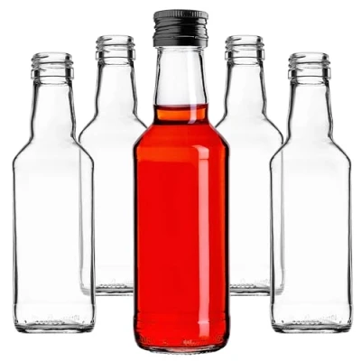 Immagine di KADAX bottiglie di vetro da riempire, 200 ml, 10 pezzi, vuote liquore con tappo a vite, succo, per liquori, (nero)