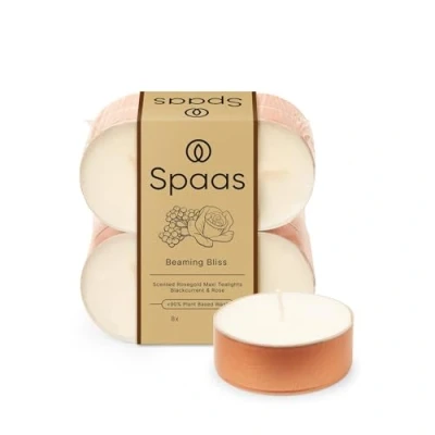 Immagine di Spaas Lumini profumati maxi in oro rosa, confezione da 8 pezzi, 10 ore Beaming Bliss