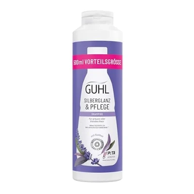Immagine di Guhl Shampoo argento lucido e curativo Contenuto: 500 ml Dimensione vantaggio Anti Giallo Per capelli biondi grigi Nutriente
