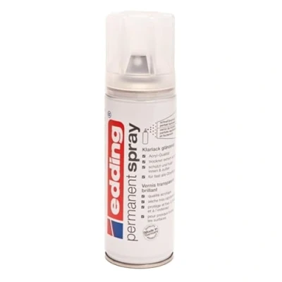 Immagine di edding 5200 Spray Permanente Lacca Trasparente, Transparente Opaco, 200 Ml, Vernice Acrilica Fissante Lucida, per Sigillare e Proteggere La Vernice, Smalto Acrilico Trasparente