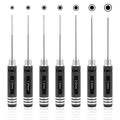 Immagine di 7 pezzi Cacciavite esagonale, kit di strumenti per cacciaviti RC (0,9 mm 1,27 1,3 1,5 2,0 2,5 3,0 mm) elicottero modello