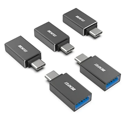 Immagine di BENFEI adattatore USB C a 3.0 5 Confezioni, OTG Tipo 3.1/3.0/2.0 [Compatibile Thunderbolt 3/4] per iPhone 15 Pro/Max MacBook Pro/Air 2023 iPad Pro iMac S23, Nero
