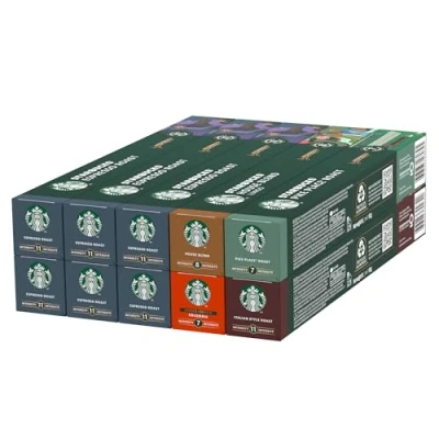 Immagine di STARBUCKS Espresso Roast Variety Pack by Nespresso Caffè, 10 confezioni da capsule (100 compatibili Nespresso) Esclusiva Amazon