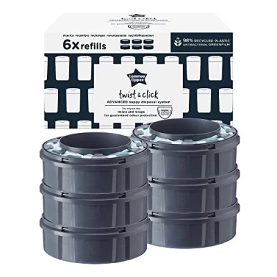 Immagine di Tommee Tippee Ricariche Per Mangiapannolini Twist And Click, Con Pellicola Antibatterica Greenfilm Prodotta In Modo Biologico, 6 Pezzi, ‎19.4 x 38.2 19.8 cm; 900 grammi