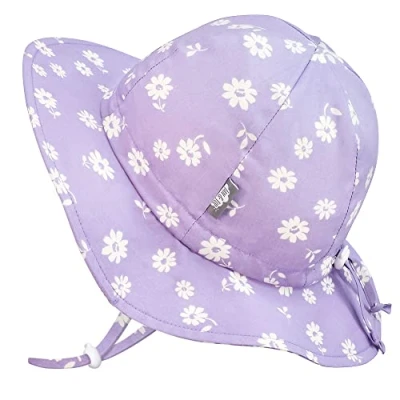 Immagine di Jan &amp; Jul Cappello da Sole Regolabile in Cotone per Bambina (Taglia: 2 5 Anni, Margherita Viola)
