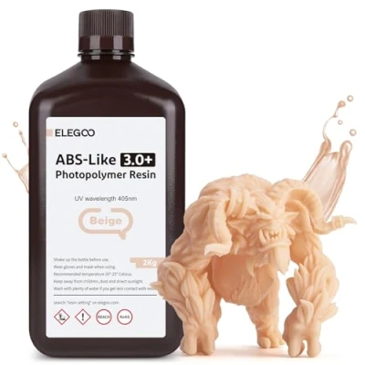 Immagine di ELEGOO Resina ABS Like 3.0 Plus 3.0+, LCD UV Rapida Alta Precisione, Non Brittle, Migliorata Forza e Durezza per LCD/DLP Stampante 3D Fotopolimerica, Beige 2000G