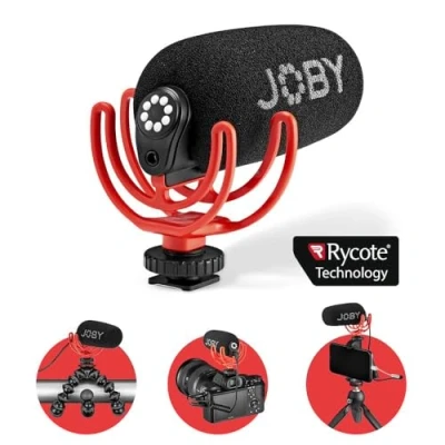 Immagine di JOBY Microfono Compatto Supercardioide Wavo On Camera con Supporto Antivibrazione Rycote Duo Lyre, per Smartphone, Mirrorless, Vlogging, Youtuber, Live Streaming, Content Creators