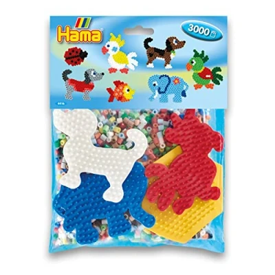 Immagine di Hama Perlen 4416 Set per gruppi di gioco con circa 3.000 perline colorate Midi da stirare diametro 5 mm, modelli e 4 piastre, carta stiro, divertimento creativo grandi piccini