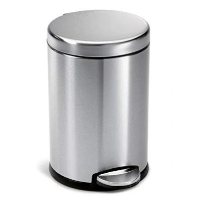 Immagine di simplehuman CW1852CB cestino rotondo con pedale, pattumiera piccola per bagno, acciaio inox spazzolato, 4,5 L