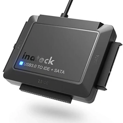 Immagine di Inateck USB 3.0 a IDE/SATA Lettore di Dischi rigidi Esterni Applicabile HDD/SSD da 2,5&quot;/3,5&quot;, Adattatore IDE con Alimentatore 12V/2A, SA03001