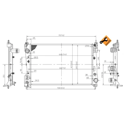 Immagine di NRF EASY FIT 53455 Radiatore motore Alluminio 620 398 26 con anello tenuta Alette di raffreddamento saldate FIAT: Punto Evo Hatchback