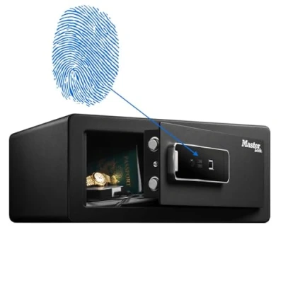 Immagine di Master Lock LX110BEURHRO Cassaforte di sicurezza biometrica per oggetti valore, 19,5 x 43 37 cm, nera, 25 L