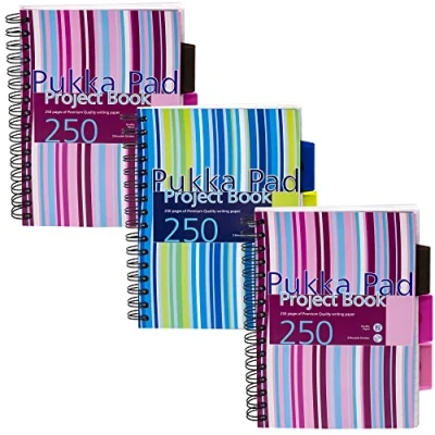 Immagine di Pukka Pad Project Book Wirebound Perforated Ruled 3 Divider 80gsm 250pp A5 Assorted Ref PROBA5 [Pack 3]