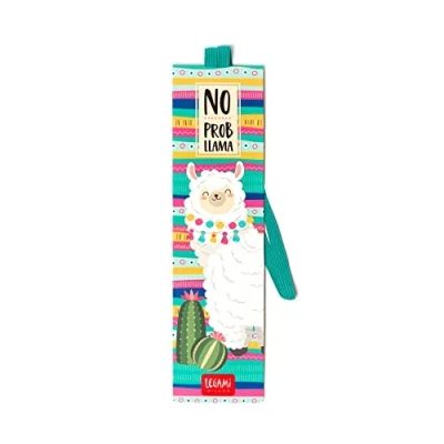 Immagine di Legami Segnalibro con Elastico Segnapagina, utile anche per tenere il Libro Chiuso, in Carta certificata plastificata, 4,7x17,5 cm, Tema Llama