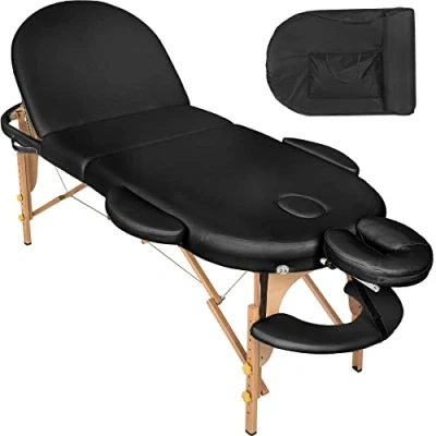 Immagine di TecTake® Lettino Massaggio a 3 Zone, Portatile Regolabile in Altezza, Pieghevole con Comoda Imbottitura, Borsa per Trasporto Inclusa Nero