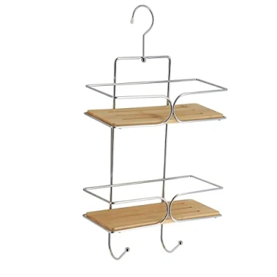 Immagine di Tendance portaoggetti da Doccia con 2 Ripiani, Metallo/bambù, Cromato, 25 x 11 38.5 cm