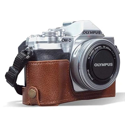 Immagine di MegaGear MG1935 Ever Ready Custodia in vera pelle, compatibile con Olympus OM D E M10 Mark IV, colore: Marrone