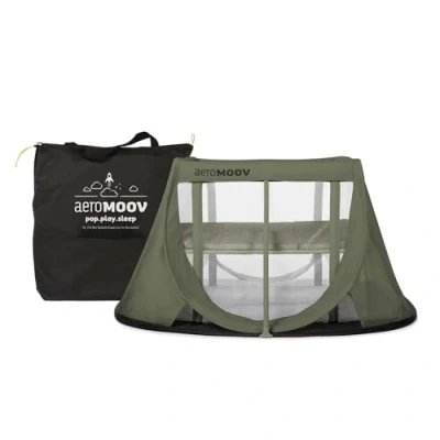 Immagine di AeroMoov Lettino da viaggio istantaneo per bambini 2 secondi di montaggio Super leggero e compatto livelli neonati Materasso alta qualità Green Moss