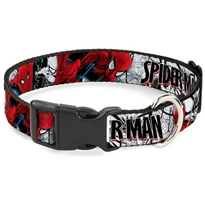 Immagine di Collare per cani in plastica con clip di ragno, action pone fumetti, bianco, nero, rosso, 30 a 45 cm, larghezza cm