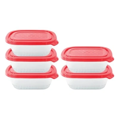Immagine di NEEZ Set Contenitori Per Alimenti (5 Scatole) 500 ml, Piccoli Contenitore Cibo, Trasparente Box, Ermetici Coperchio, Frigo &amp; Microonde Sicuro, Plastica Food Container, Red Color