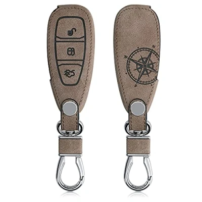Immagine di kwmobile Copri Chiave Compatibile con Ford 3 tasti Keyless Go Guscio Protettivo in Simil Pelle Scamosciata Protezione Coprichiave Telecomando Auto