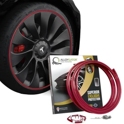 Immagine di AlloyGator Rosso scuro Protezioni per cerchi ruote fino a 24&quot; Compatibile con tutte le auto Tesla durevoli Guardie Disponibile in 15 colori