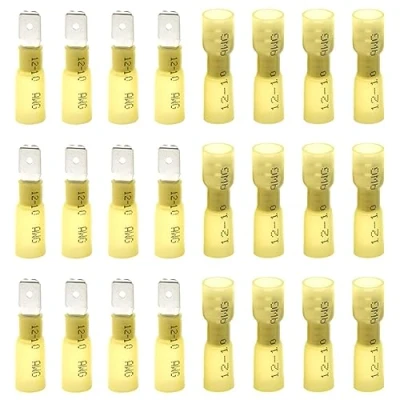 Immagine di CEEYSEE 100 Pezzi Connettori Elettrici Kit Terminali a Crimpare Termorestringenti Di Femmina e Maschio per cavi da 4,0 6,0 mm²(Giallo/YRSY)