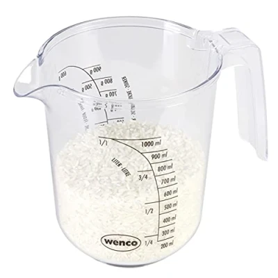 Immagine di Wenco 555135, Bicchiere graduato in plastica, capacità 1 l, per ml, zucchero e farina, lavabile lavastoviglie, trasparente