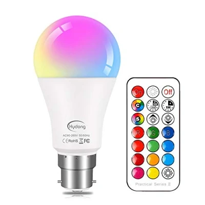 Immagine di Lampadine Colorate LED B22 10W RGBW Dimmerabile Cambia Colore Lampadina con Telecomando, 12 scelte di colore, per Casa, Party, Bar, Discoteca