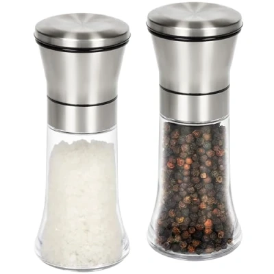 Immagine di Belle Vous Macina Pepe e Sale 2x Spezie Regolabili Macinini Set in Ceramica Macinaspezie Grana Regolabile Macinapepe Macinasale Dosatori Cucina