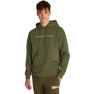 Immagine di Tommy Jeans Tjm Reg Linear Logo Hoodie Ext Dm0Dm20746, Felpa con Cappuccio, Uomo, Verde (Fatigue Green), XXL