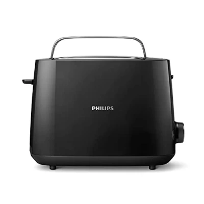 Immagine di Philips Daily Collection Tostapane 8 impostazioni, 2 fette, Griglia scaldapanini integrata, Fessura Ampia, Grandi Fessure, Vassoio raccoglibriciole rimovibile, Nero (HD2581/90)