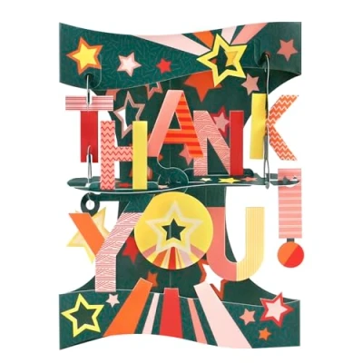 Immagine di SANTORO Biglietto a Dondolo, Di Auguri Pop Up 3D Thank You Per Lei, Lui, Bambini, Compleanno, Laurea, Ringraziamento Insegnante