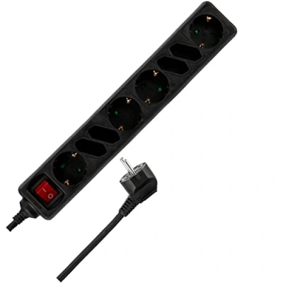 Immagine di REV Ritter 0512344555 Ciabatta con 4+4 ingressi e spina sicurezza bambini, 1,4 m, nero