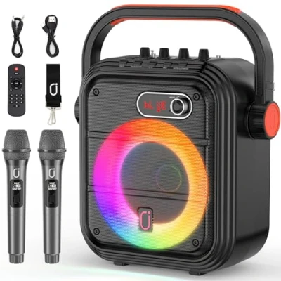 Immagine di JYX Karaoke con 2 Microfono per la festa in casa, Professionale Completo,Casse Portatile Altoparlante Supporto Bluetooth/USB/TF/AUX/FM/TWS